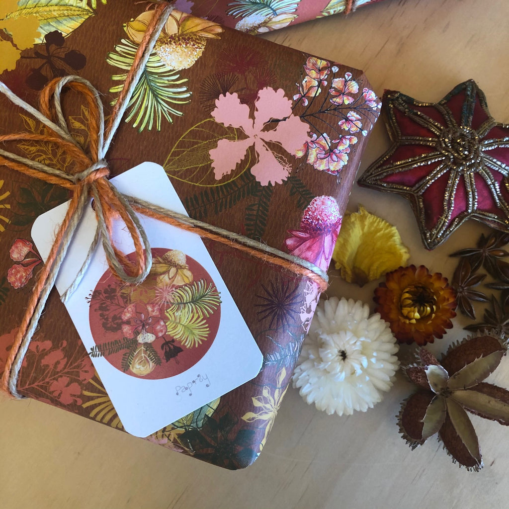 Tropical Christmas Spice Caramel Gift Wrapping Paper