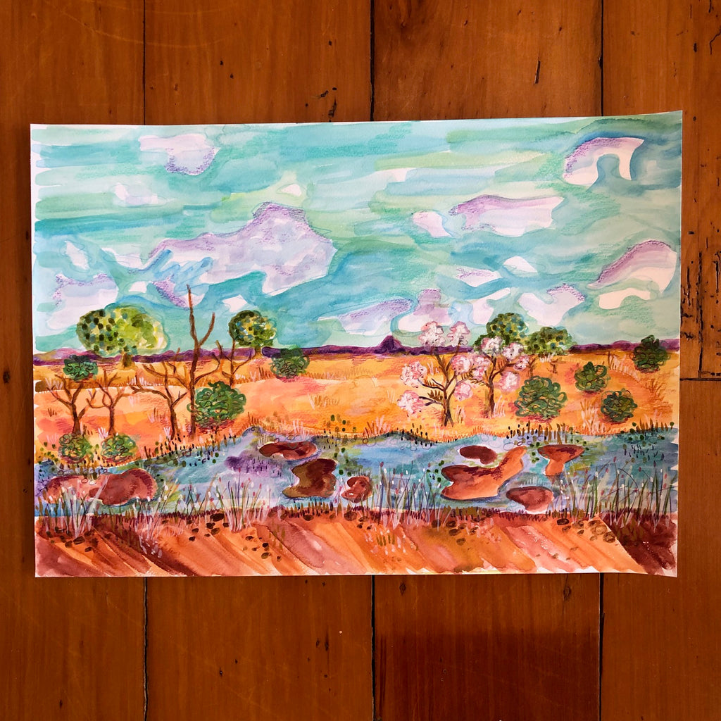 Smokebush Plains~Original Landscape Watercolour