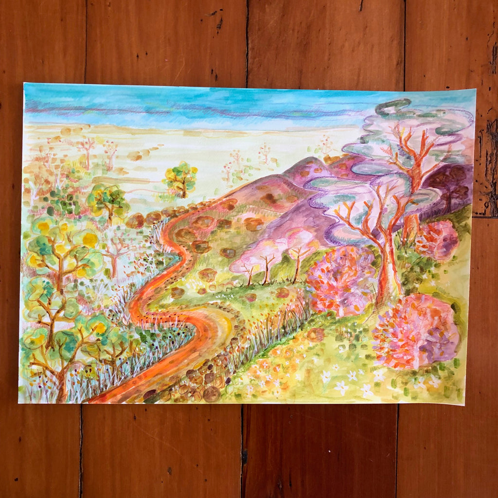 Red Rock Road~Original Landscape Watercolour
