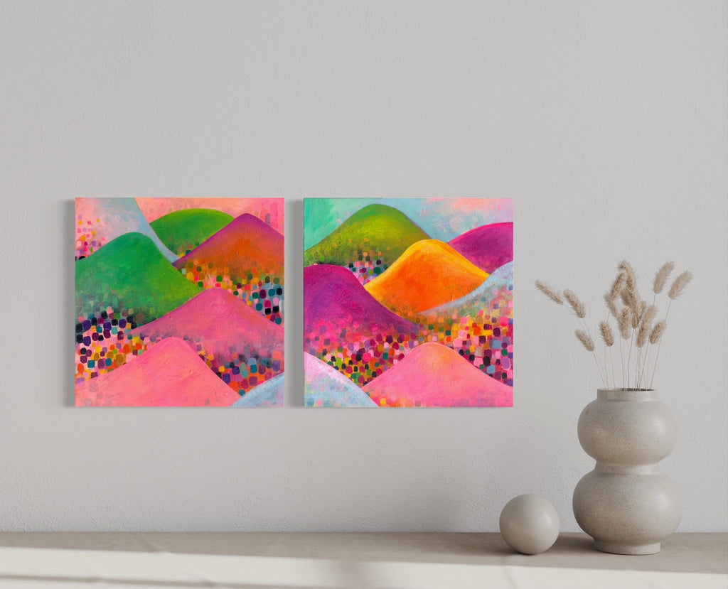 Kaleidoscope Mountains Pink Painting