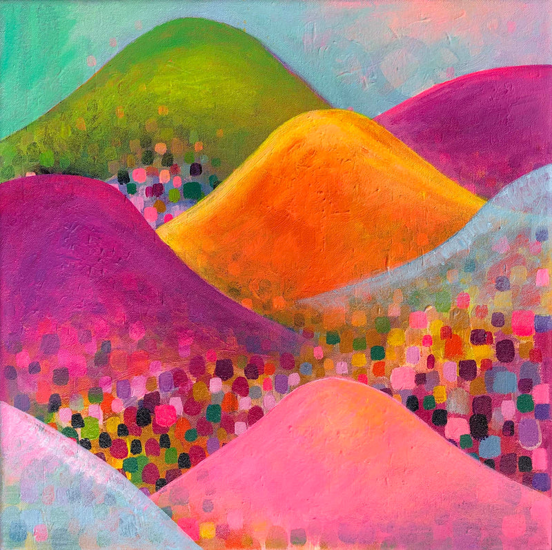 Kaleidoscope Mountains Magenta Painting