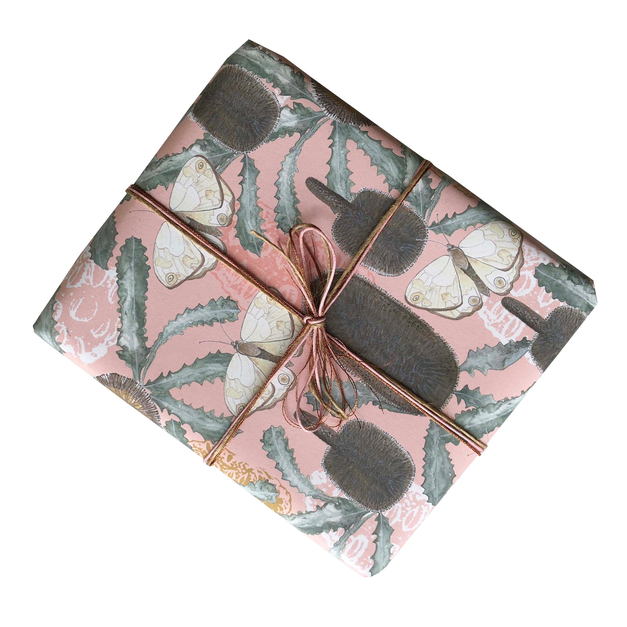 Brown Banksia and Bush Butterfly Gift Wrapping Paper – paprly