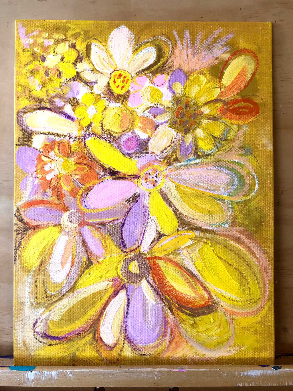 New! Vintage Floral Mini Abstract Painting