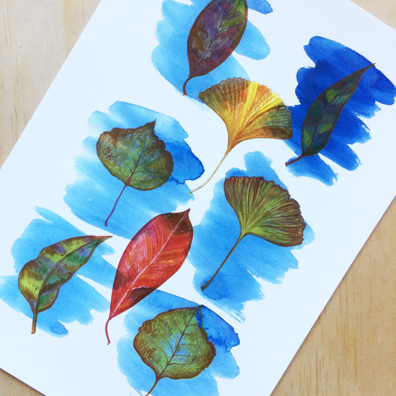 Autumn Leaves Nature Print A4