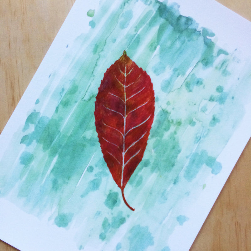 Red Leaf Nature Print A4