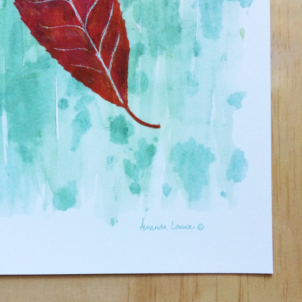 Red Leaf Nature Print A4