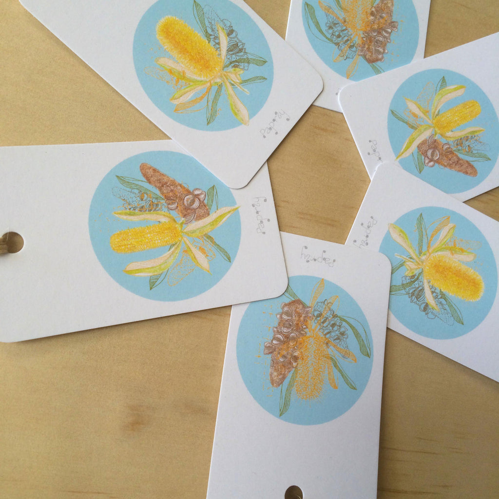 Golden Banksia 6 Gift Tags