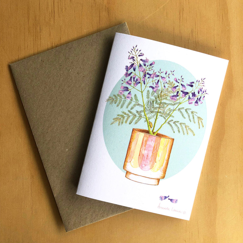 New! Flowerpot Jacaranda Greeting Card