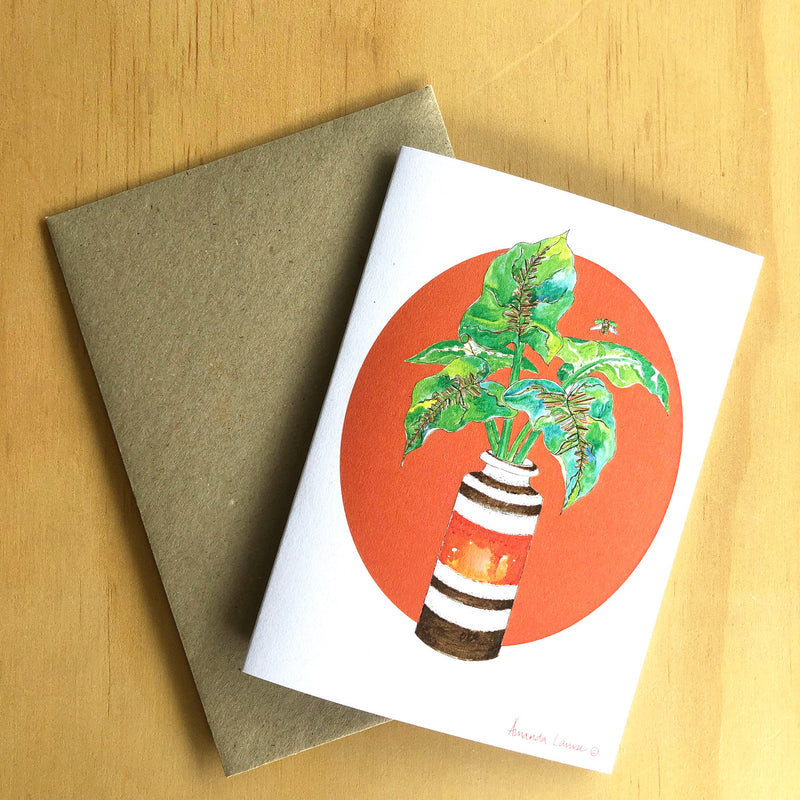 New! Flowerpot Calla Lily Leaf Greeting Card