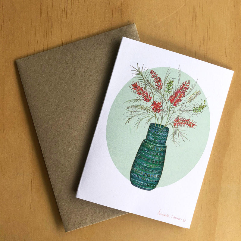 New! Flowerpot Grevillea Greeting Card