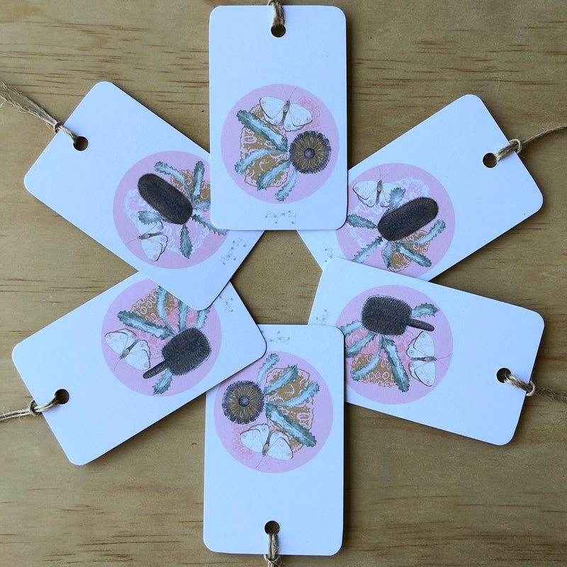 Brown Banksia and Bush Butterfly  6 Gift Tags