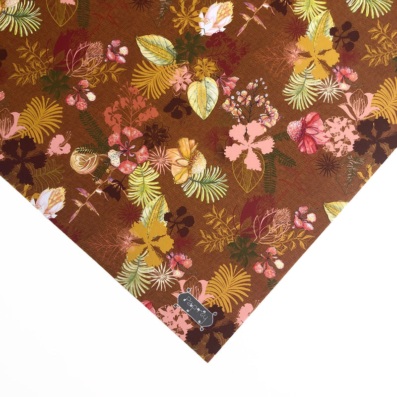 Tropical Christmas Spice Caramel Gift Wrapping Paper