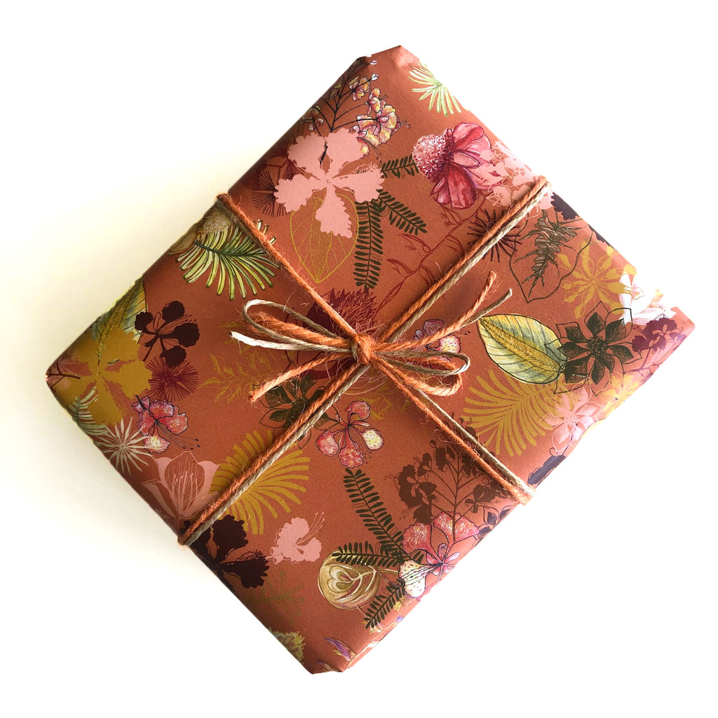 Tropical Christmas Spice Rust Red Gift Wrapping Paper