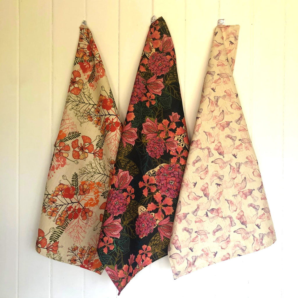 Tropical Bougainvillea Tea Towel