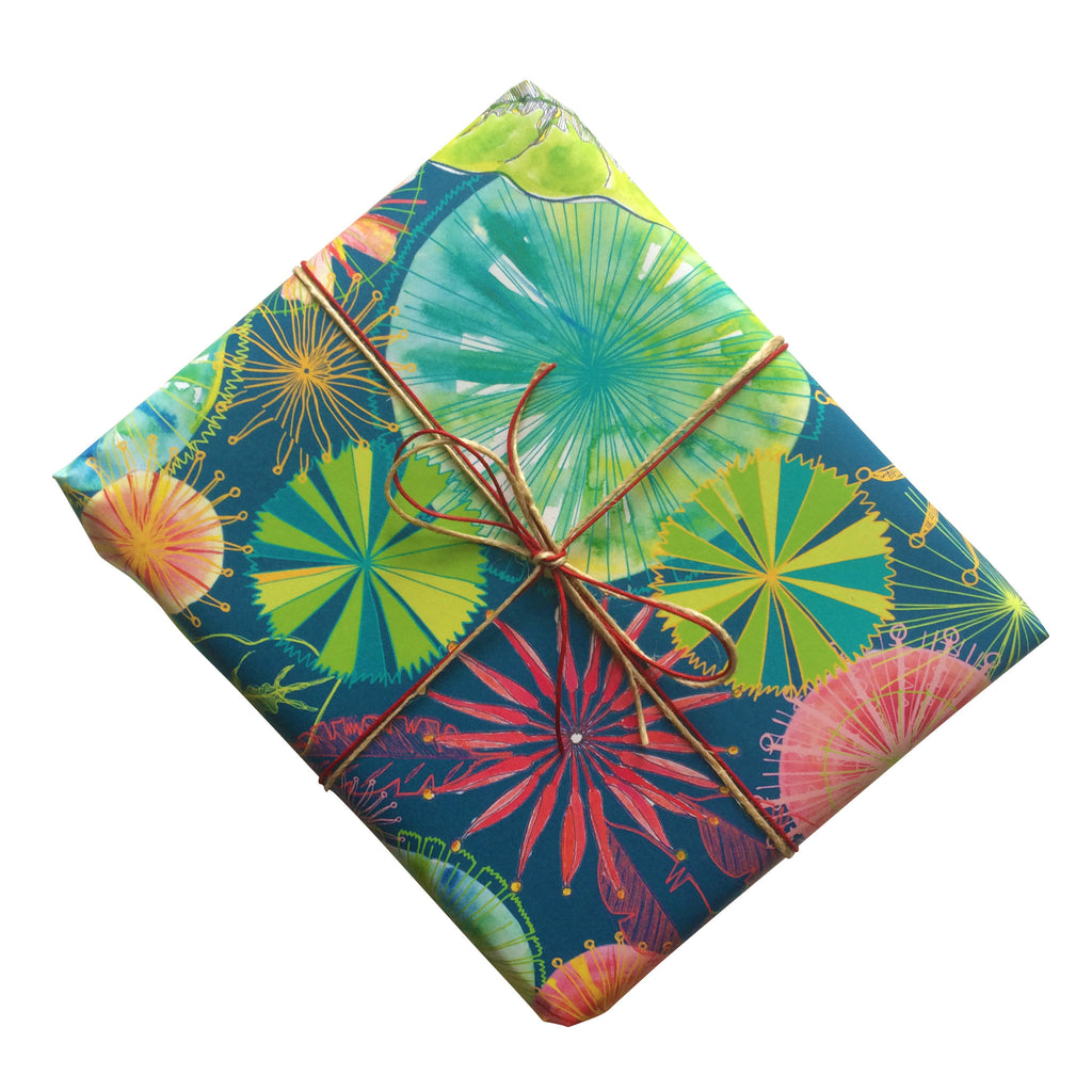 Fan Palm and Firewheel Flowers Gift Wrapping Paper