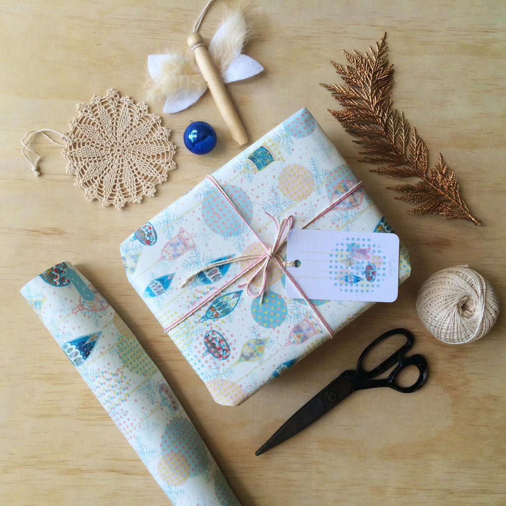 Retro Christmas Baubles Gift Wrapping Paper