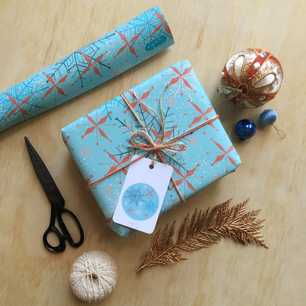 Retro Christmas Snowflake Gift Wrapping Paper