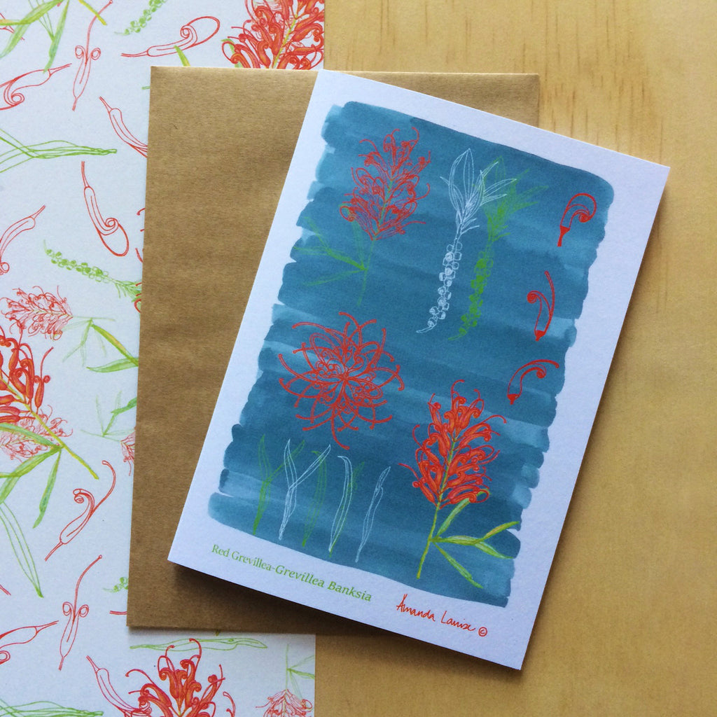 Red Grevillea Greeting Card