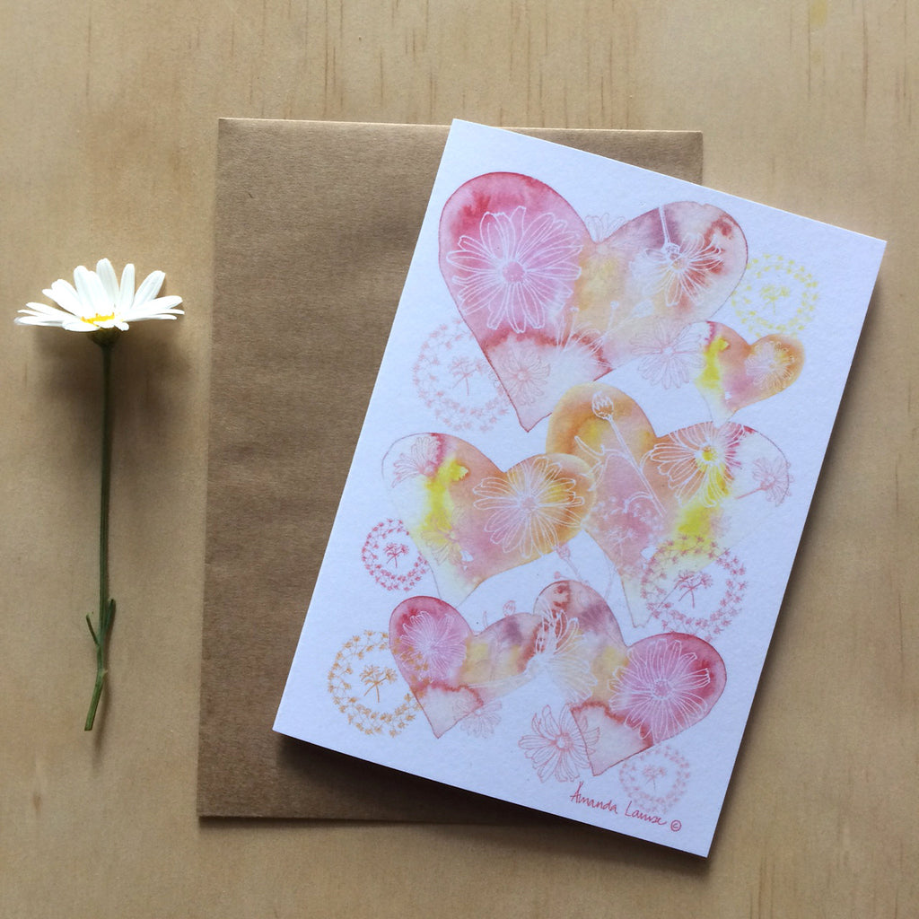 Hearts and Daisy Chains Greeting Card