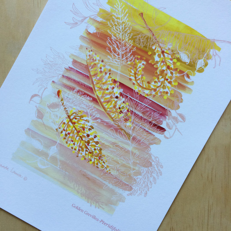 Golden Grevillea Print A4