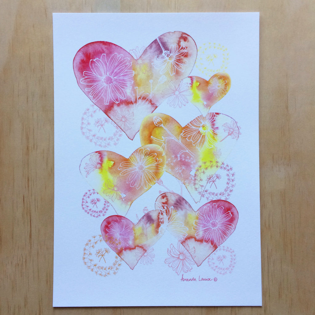 Hearts and Daisy Chains Print A4