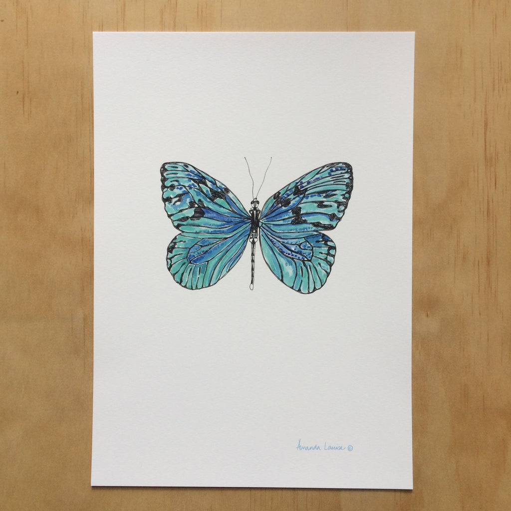Butterfly Blues Nature Print A4