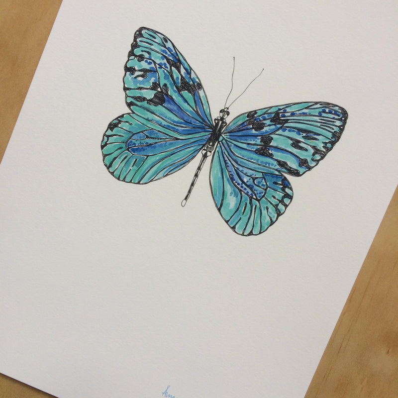 Butterfly Blues Nature Print A4