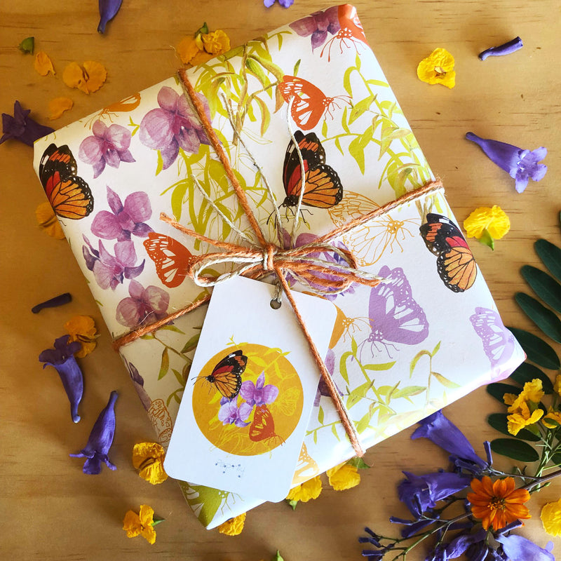 New! Christmas Orchid Butterfly Gift Wrapping Paper