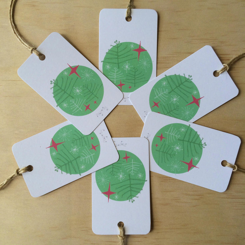 Retro Christmas Trees 6 Gift Tags