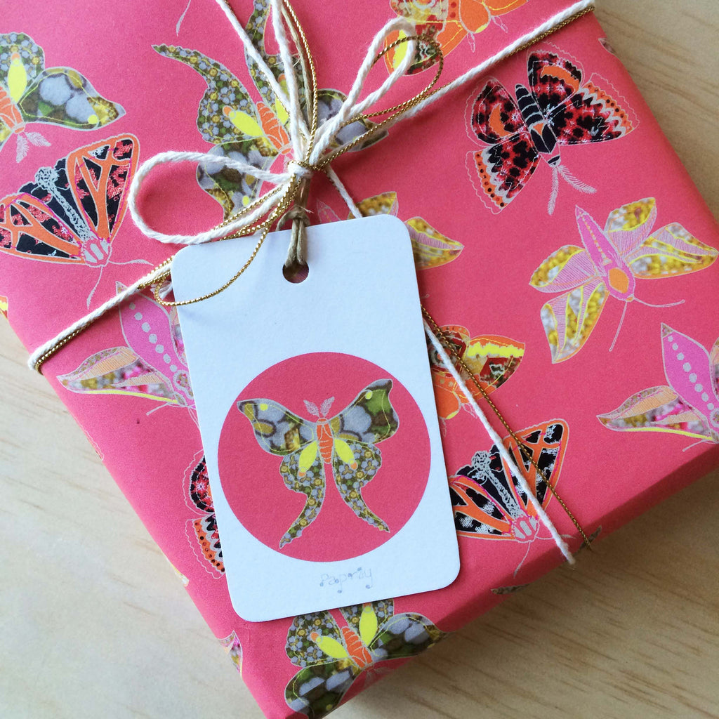 Winter Moth Pink 6 Gift Tags