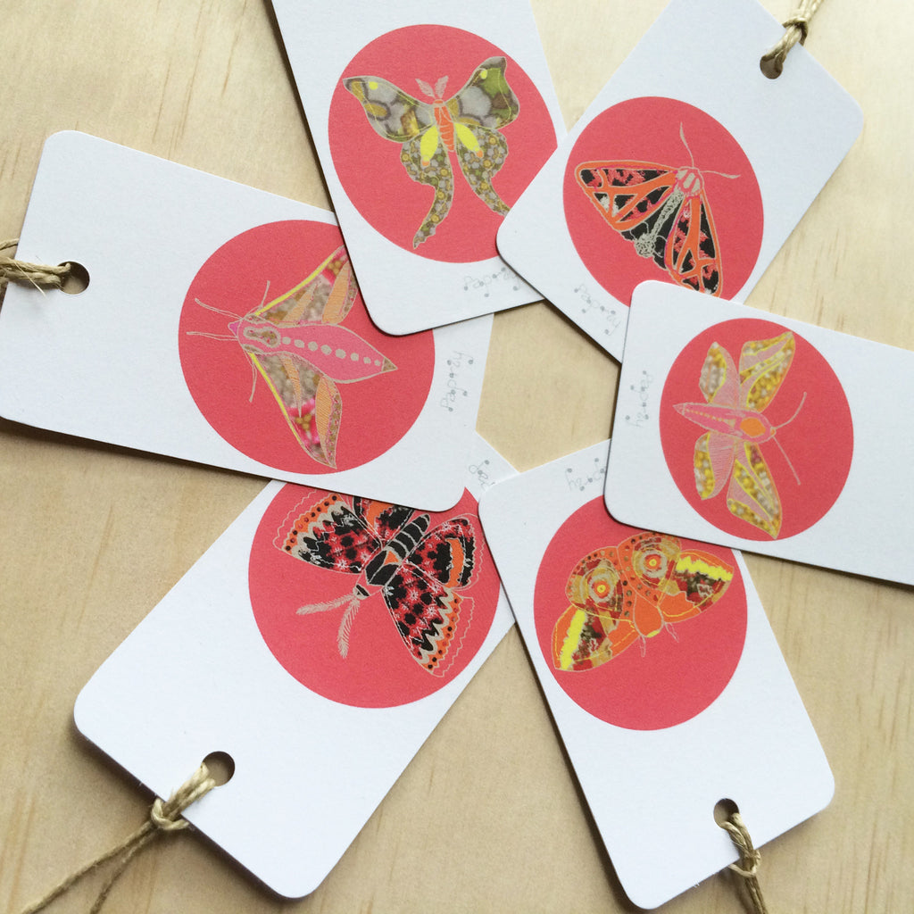 Winter Moth Pink 6 Gift Tags