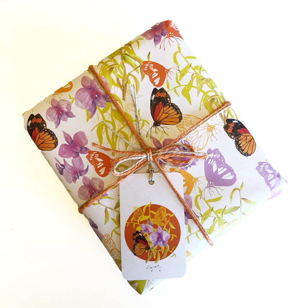 New! Christmas Orchid Butterfly Gift Wrapping Paper